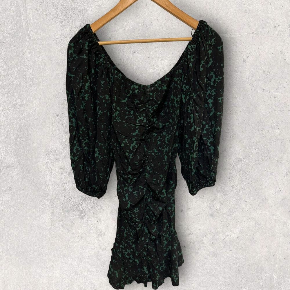 Valija off The Shoulder Long Sleeve Women's Bodycon Dress Green Black Size Small